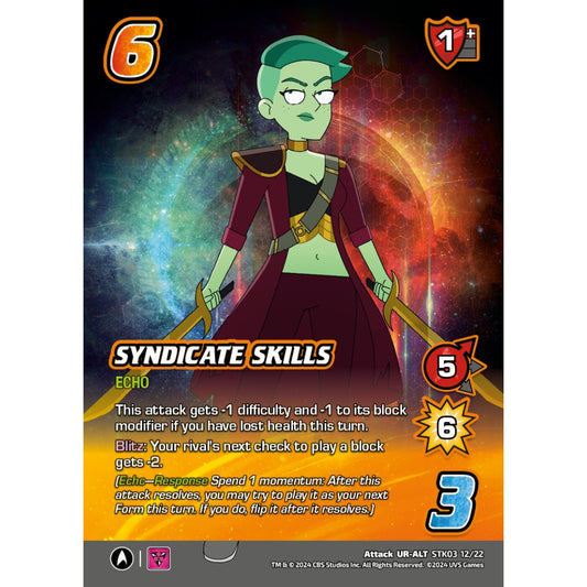 Syndicate Skills, 12/22, STK03, Universus, Star Trek Lower Decks Challenger Decks, Attack, UR-ALT