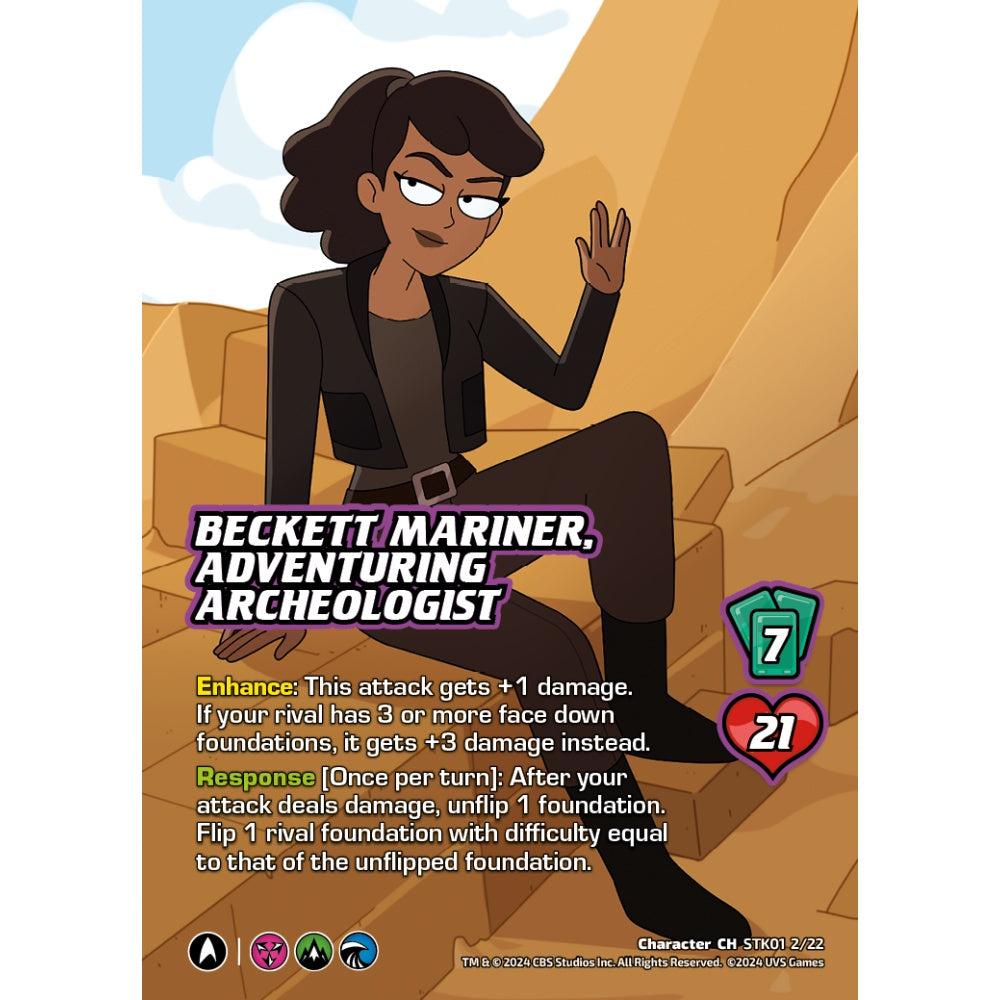 Beckett Mariner, Adventuring Archeologist, 2/22, STK01, Universus, Star Trek Lower Decks Challenger Decks, Character, CH