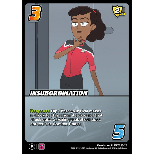 Insubordination, 17/22, STK01, Universus, Star Trek Lower Decks Challenger Decks, Foundation, R