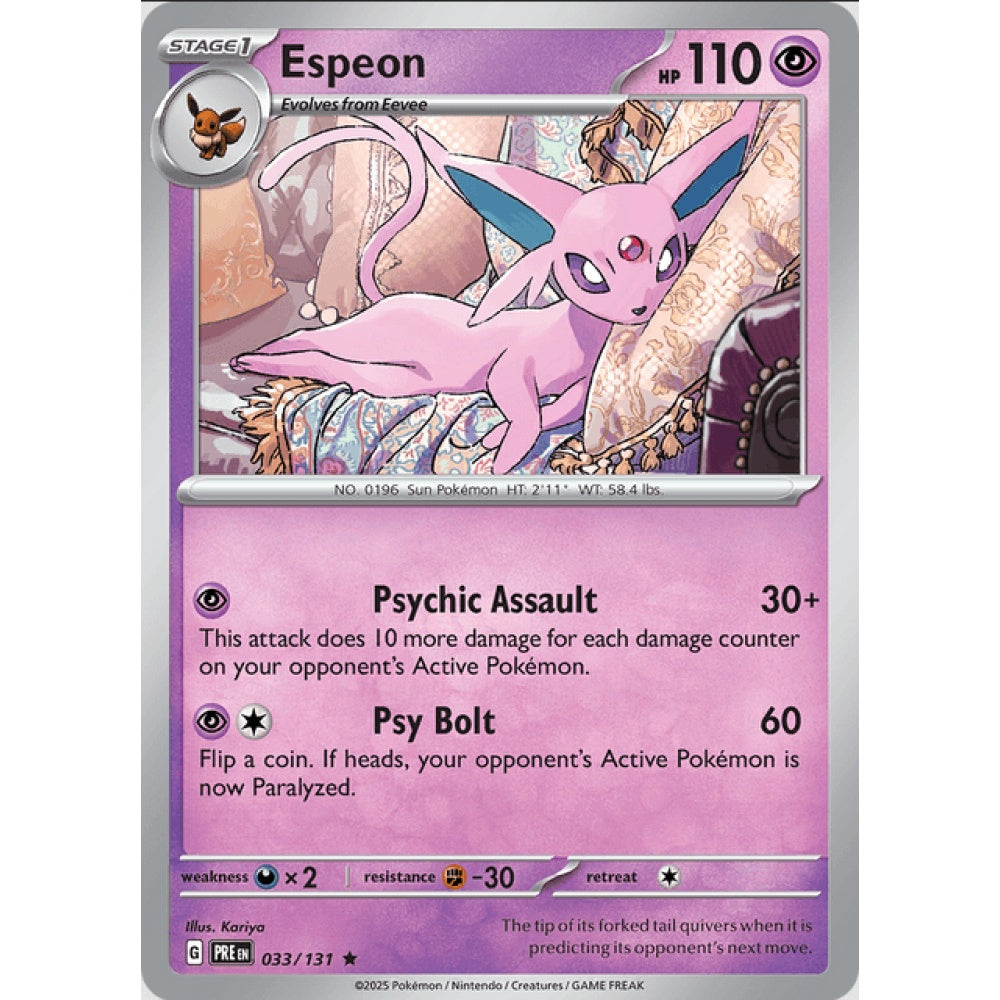 Espeon, Rare, 033/191, Pokemon Card Game, Prismatic Evolutions