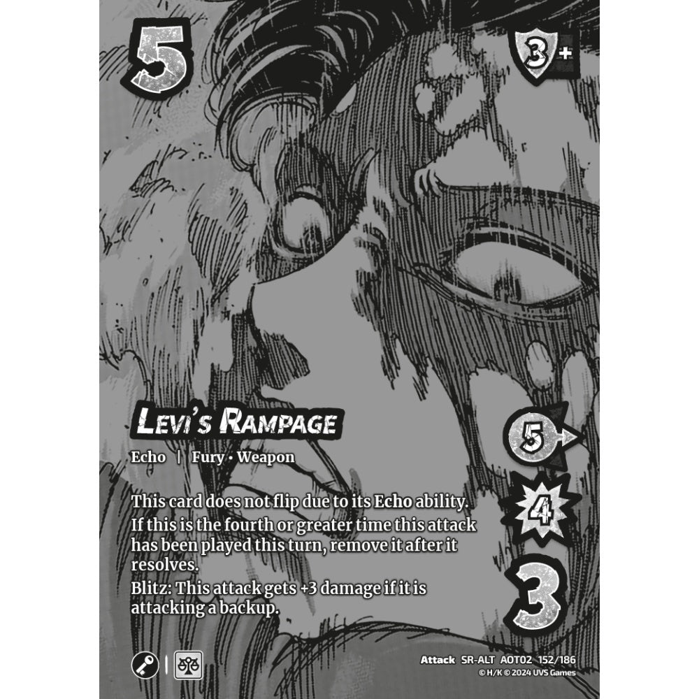 Levi's Rampage, 152/186, AOT02, Universus, Attack on Titan: Origins of Power, Attack, SR-ALT