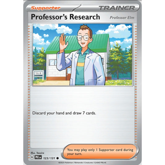 Professor's Research, Common, 123/191, Pokemon Card Game, Prismatic Evolutions