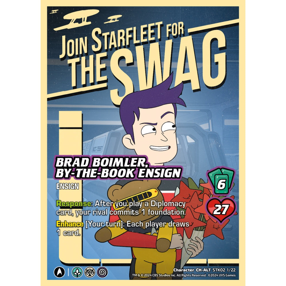 Brad Boimler, By-the-Book Ensign, 1/22, STK02, Universus, Star Trek Lower Decks Challenger Decks, Character, CH-ALT