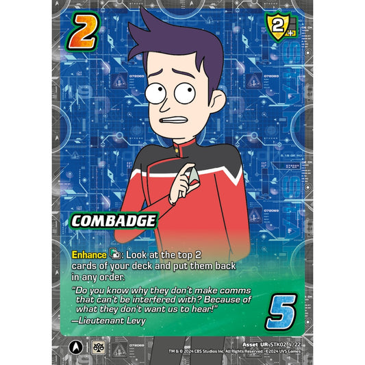 Combadge, 4/22, STK02, Universus, Star Trek Lower Decks Challenger Decks, Asset, UR