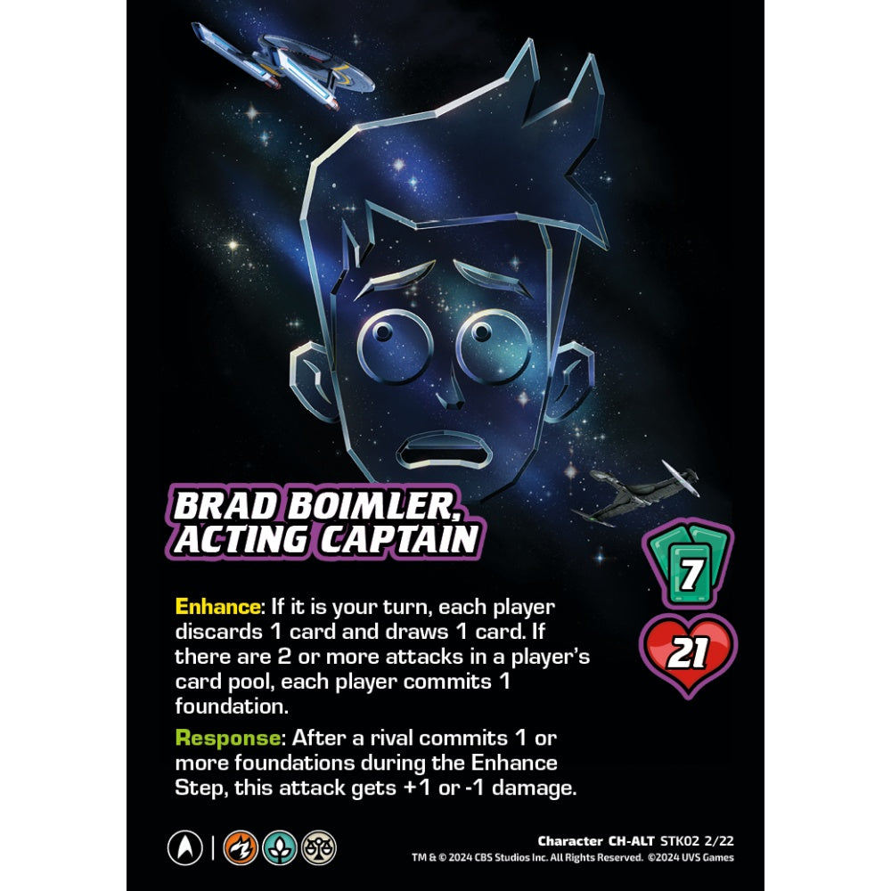 Brad Boimler, Acting Captain, 2/22, STK02, Universus, Star Trek Lower Decks Challenger Decks, Character, CH-ALT