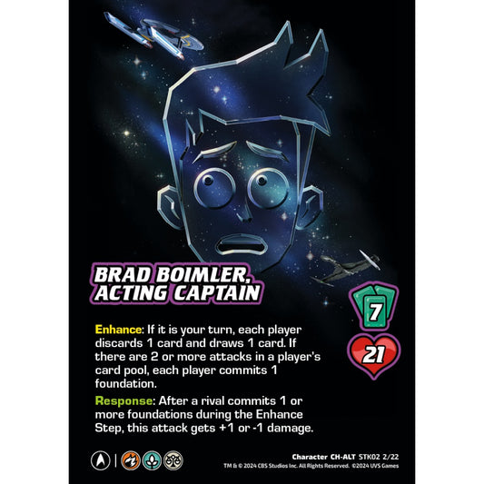 Brad Boimler, Acting Captain, 2/22, STK02, Universus, Star Trek Lower Decks Challenger Decks, Character, CH-ALT